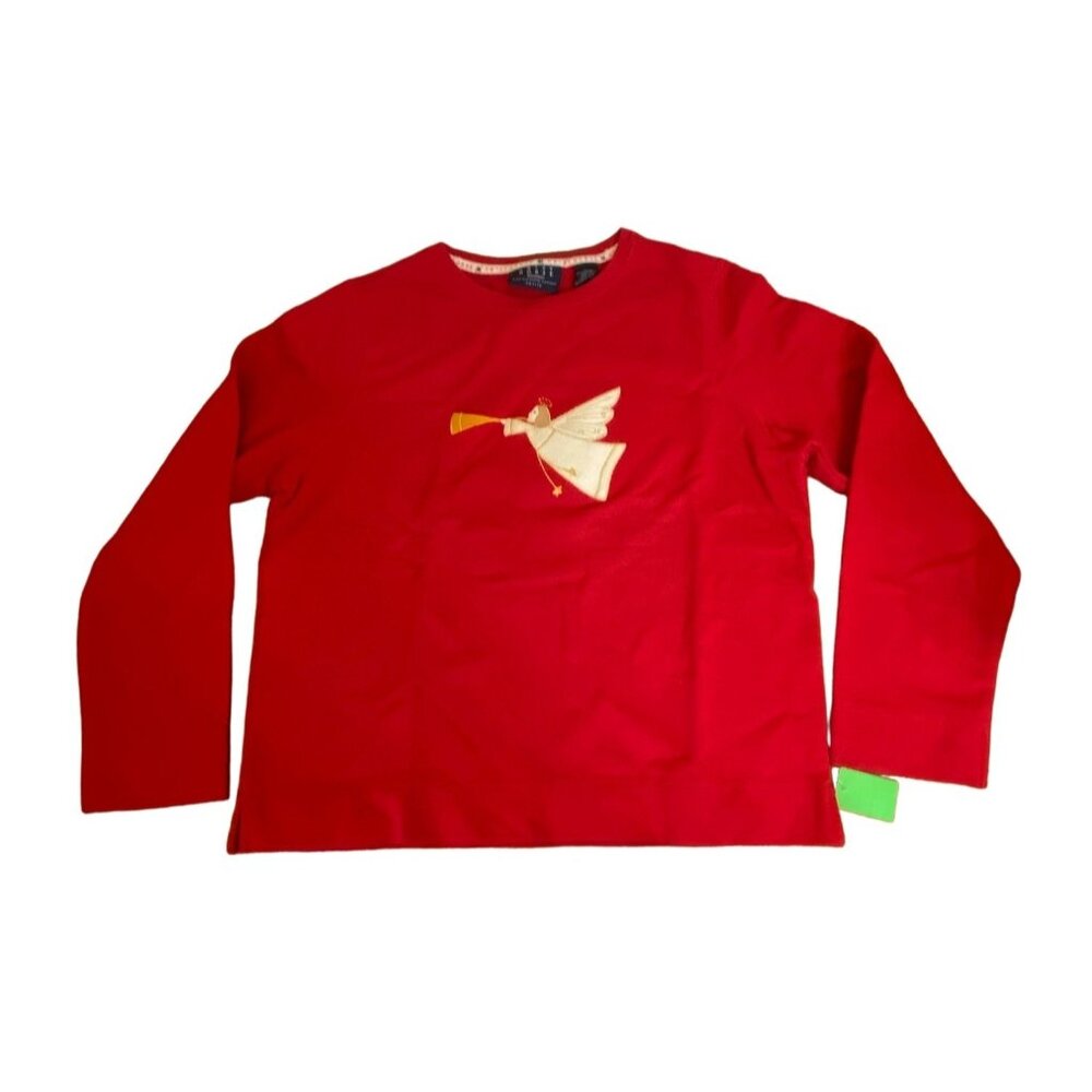 Crazy Horse Petite S Red Cotton/Polyester Long Sleeve Angel Embroidered Sweater